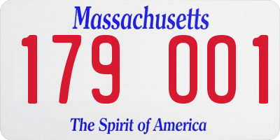 MA license plate 179OO1