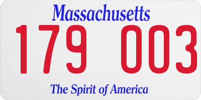 MA license plate 179OO3