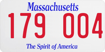 MA license plate 179OO4