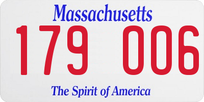 MA license plate 179OO6