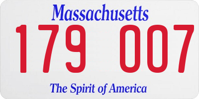 MA license plate 179OO7
