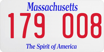 MA license plate 179OO8