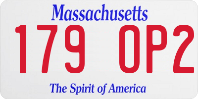 MA license plate 179OP2