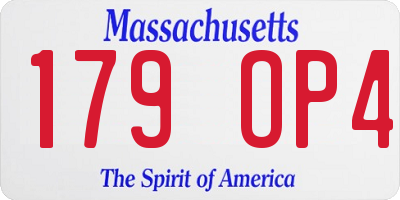 MA license plate 179OP4