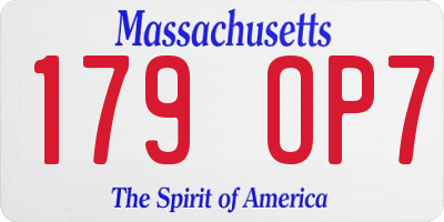 MA license plate 179OP7