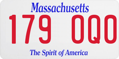 MA license plate 179OQ0