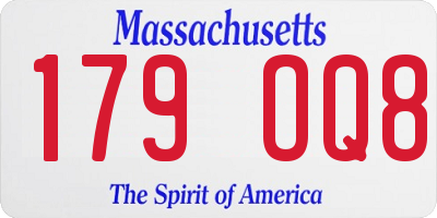 MA license plate 179OQ8