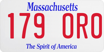 MA license plate 179OR0