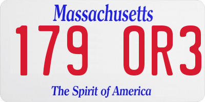 MA license plate 179OR3