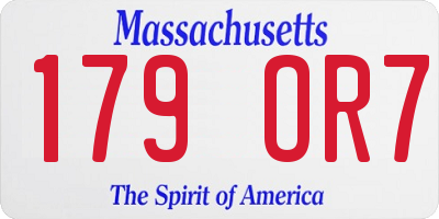 MA license plate 179OR7
