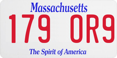 MA license plate 179OR9