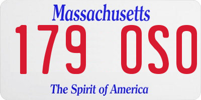 MA license plate 179OS0