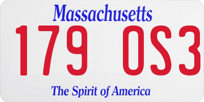 MA license plate 179OS3