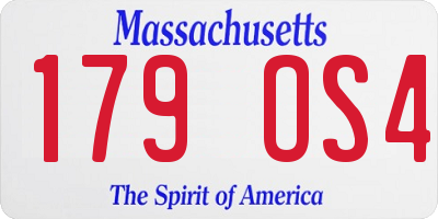 MA license plate 179OS4