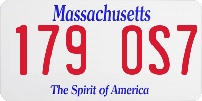 MA license plate 179OS7