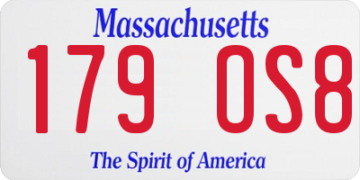 MA license plate 179OS8