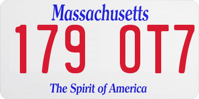 MA license plate 179OT7