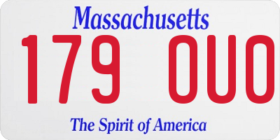 MA license plate 179OU0