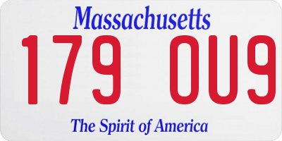 MA license plate 179OU9