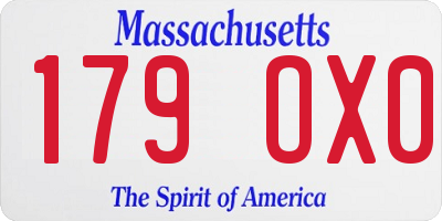 MA license plate 179OX0