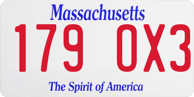 MA license plate 179OX3