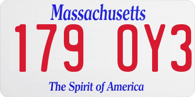MA license plate 179OY3