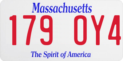 MA license plate 179OY4