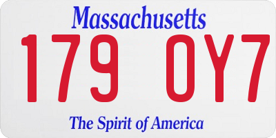 MA license plate 179OY7