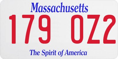 MA license plate 179OZ2