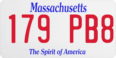 MA license plate 179PB8