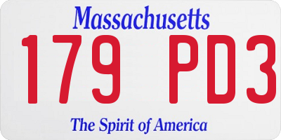 MA license plate 179PD3