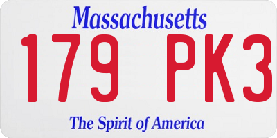 MA license plate 179PK3