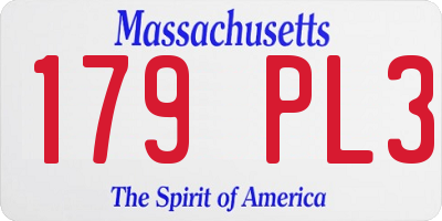 MA license plate 179PL3