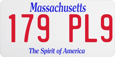 MA license plate 179PL9