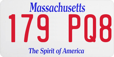 MA license plate 179PQ8