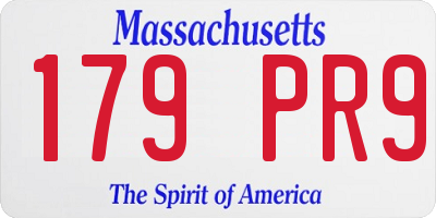 MA license plate 179PR9