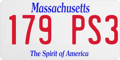 MA license plate 179PS3