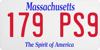 MA license plate 179PS9