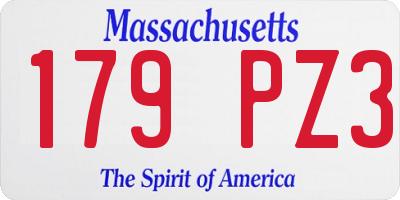 MA license plate 179PZ3