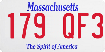 MA license plate 179QF3