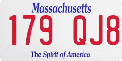 MA license plate 179QJ8