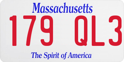 MA license plate 179QL3