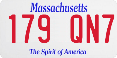 MA license plate 179QN7