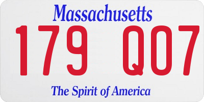 MA license plate 179QO7
