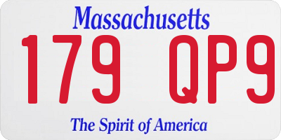 MA license plate 179QP9