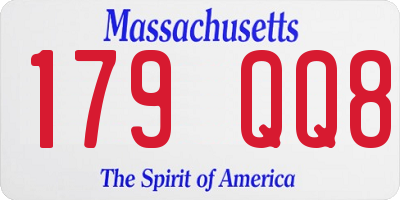 MA license plate 179QQ8