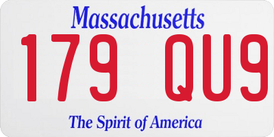 MA license plate 179QU9