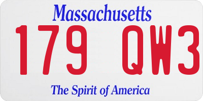 MA license plate 179QW3