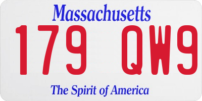 MA license plate 179QW9