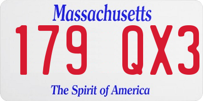 MA license plate 179QX3